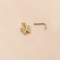 Thumbnail for Chic CZ Inlaid Butterfly Clover Arrow Heart Nose Piercing Nose Stud - ArtGalleryZen