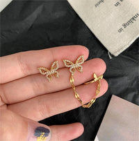 Thumbnail for Chic CZ Inlaid Butterfly Ear Cuff Chain Earrings - ArtGalleryZen