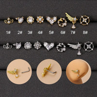 Thumbnail for Chic CZ Inlaid Comet Angel Wings Heart Nose Piercing Nose Stud - ArtGalleryZen