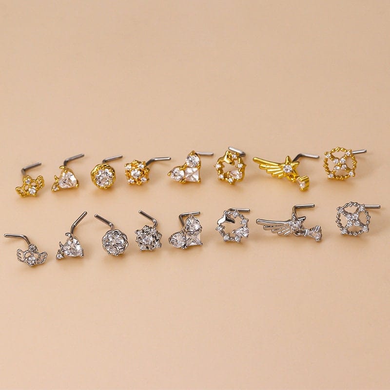 Chic CZ Inlaid Comet Angel Wings Heart Nose Piercing Nose Stud - ArtGalleryZen