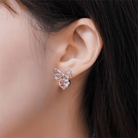 Thumbnail for Chic CZ Inlaid Crystal Bowknot Heart Dangle Earrings - ArtGalleryZen