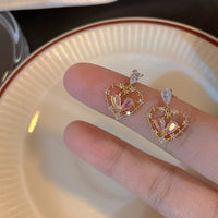 Thumbnail for Chic CZ Inlaid Crystal Floral Hollow Heart Earrings - ArtGalleryZen
