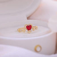 Thumbnail for Chic CZ Inlaid Crystal Heart Arrow Of Love Double Ring Floral Ring Set - ArtGalleryZen