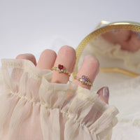 Thumbnail for Chic CZ Inlaid Crystal Heart Arrow Of Love Double Ring Floral Ring Set - ArtGalleryZen