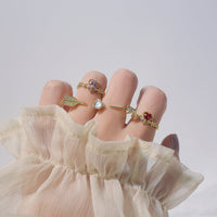Thumbnail for Chic CZ Inlaid Crystal Heart Arrow Of Love Double Ring Floral Ring Set - ArtGalleryZen