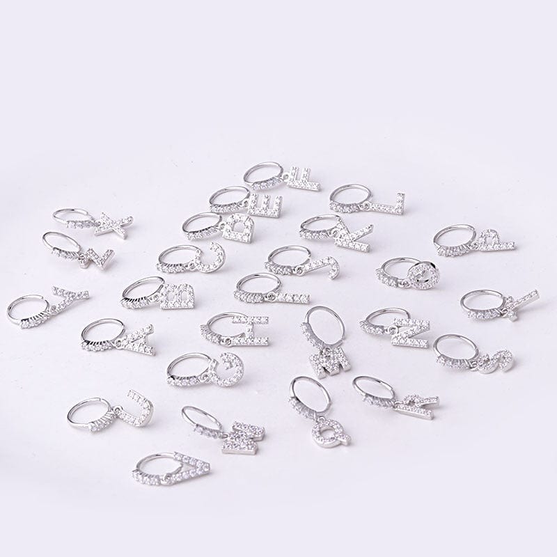 Chic CZ Inlaid Dangling Initial Letter Nose Piercing Nose Hoop - ArtGalleryZen