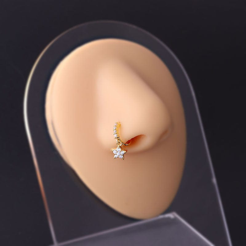 Chic CZ Inlaid Dangling Nose Piercing Nose Hoop - ArtGalleryZen