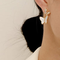Thumbnail for Chic CZ Inlaid Duo Butterfly Dangle Earrings - ArtGalleryZen