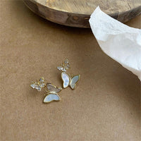 Thumbnail for Chic CZ Inlaid Duo Butterfly Dangle Earrings - ArtGalleryZen