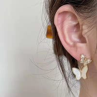 Thumbnail for Chic CZ Inlaid Duo Butterfly Dangle Earrings - ArtGalleryZen