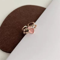 Thumbnail for Chic CZ Inlaid Enamel Floral Opal Heart Ring - ArtGalleryZen