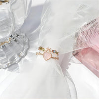 Thumbnail for Chic CZ Inlaid Enamel Floral Opal Heart Ring - ArtGalleryZen