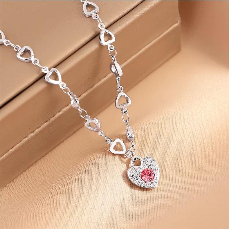 Chic CZ Inlaid Heart Chain Necklace - ArtGalleryZen