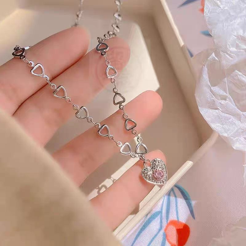 Chic CZ Inlaid Heart Chain Necklace - ArtGalleryZen