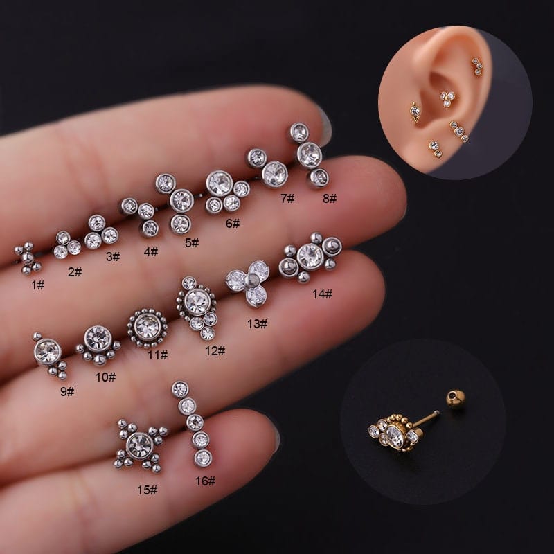 Chic CZ Inlaid Helix Piercing Stud Earring - ArtGalleryZen
