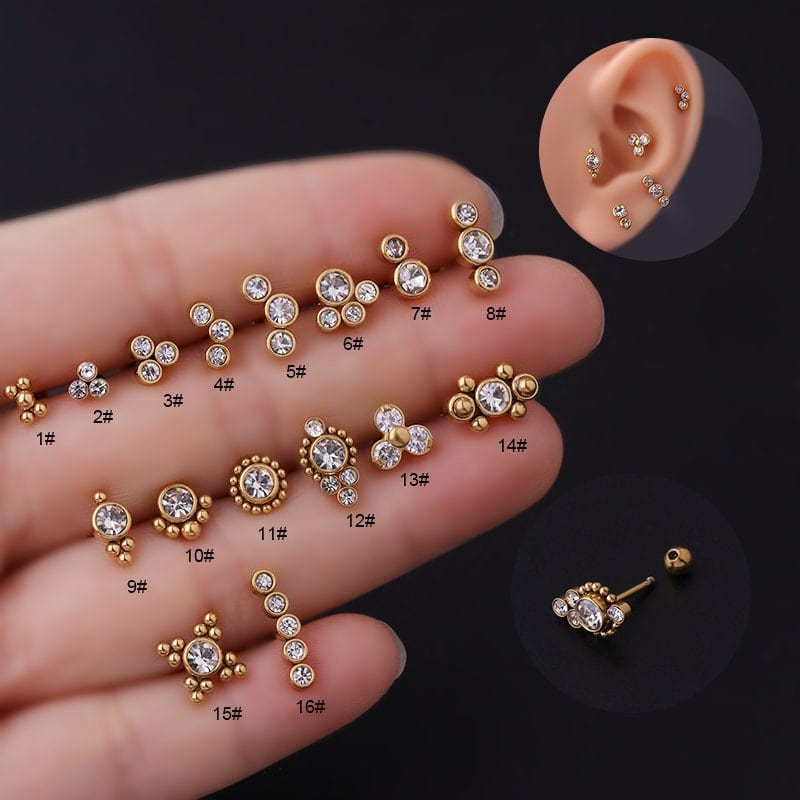 Chic CZ Inlaid Helix Piercing Stud Earring - ArtGalleryZen