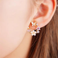 Thumbnail for Chic CZ Inlaid Natural Pearl Shell Butterfly Floral Earrings - ArtGalleryZen