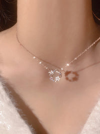 Thumbnail for Chic CZ Inlaid Natural Pearl Shell Butterfly Floral Necklace - ArtGalleryZen