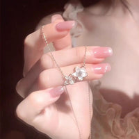 Thumbnail for Chic CZ Inlaid Natural Pearl Shell Duo Cherry Blossom Necklace - ArtGalleryZen