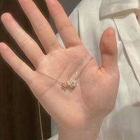 Thumbnail for Chic CZ Inlaid Natural Pearl Shell Duo Cherry Blossom Necklace - ArtGalleryZen