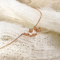 Thumbnail for Chic CZ Inlaid Natural Pearl Shell Duo Cherry Blossom Necklace - ArtGalleryZen