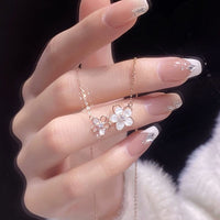 Thumbnail for Chic CZ Inlaid Natural Pearl Shell Duo Cherry Blossom Necklace - ArtGalleryZen