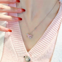 Thumbnail for Chic CZ Inlaid Pink Celestial Heart Necklace - ArtGalleryZen