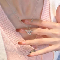 Thumbnail for Chic CZ Inlaid Pink Celestial Heart Necklace - ArtGalleryZen