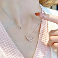 Thumbnail for Chic CZ Inlaid Pink Celestial Heart Necklace - ArtGalleryZen