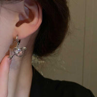 Thumbnail for Chic CZ Inlaid Pink Crystal Arrow Heart Earrings - ArtGalleryZen