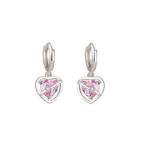 Thumbnail for Chic CZ Inlaid Pink Crystal Dangle Heart Earrings - ArtGalleryZen