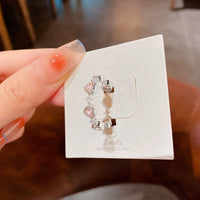 Thumbnail for Chic CZ Inlaid Pink Crystal Heart Ring - ArtGalleryZen