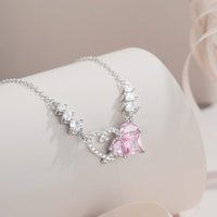 Thumbnail for Chic CZ Inlaid Pink Diamond Duo Heart Necklace - ArtGalleryZen