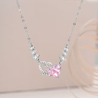 Thumbnail for Chic CZ Inlaid Pink Diamond Duo Heart Necklace - ArtGalleryZen