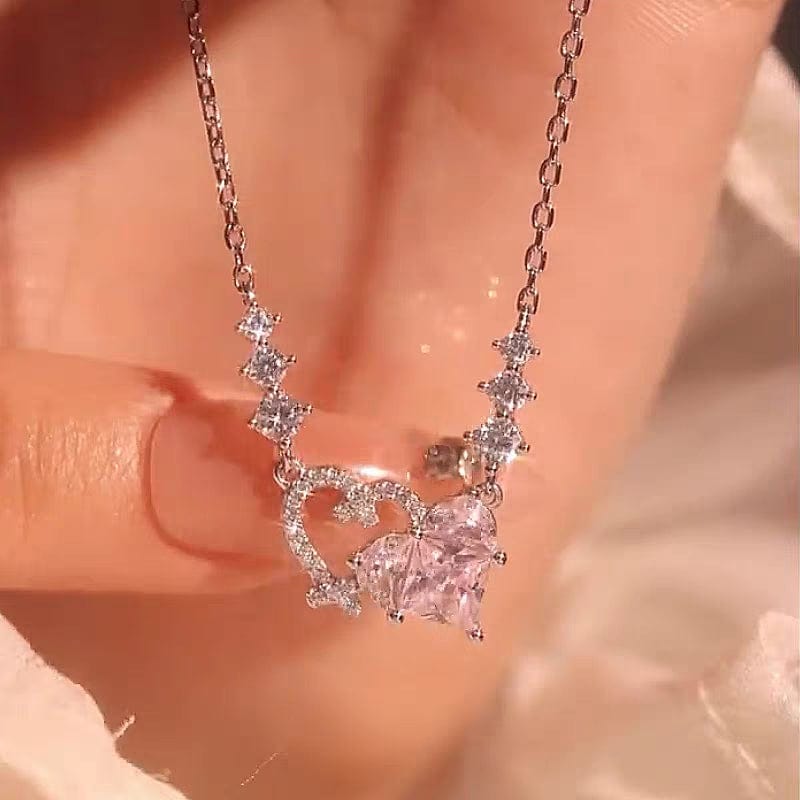 Solid Gold Pink Diamond Bat Pendant Necklace | HX Jewelry