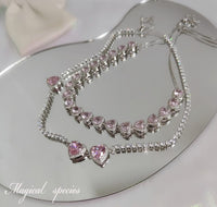 Thumbnail for Chic CZ Inlaid Pink Diamond Heart Necklace - ArtGalleryZen