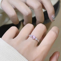Thumbnail for Chic CZ Inlaid Pink Opal Heart Ring - ArtGalleryZen