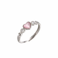Thumbnail for Chic CZ Inlaid Pink Opal Heart Ring - ArtGalleryZen