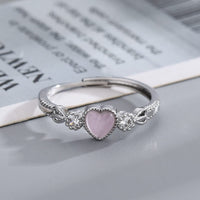 Thumbnail for Chic CZ Inlaid Pink Opal Heart Ring - ArtGalleryZen