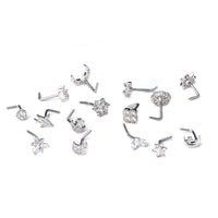 Thumbnail for Chic CZ Inlaid Snowflake Moon Phase Star Titanium Nose Piercing Nose Stud - ArtGalleryZen