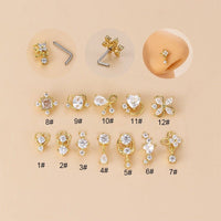 Thumbnail for Chic CZ Inlaid Stainless Steel Floral Angel Wings Heart Nose Piercing Nose Stud - ArtGalleryZen