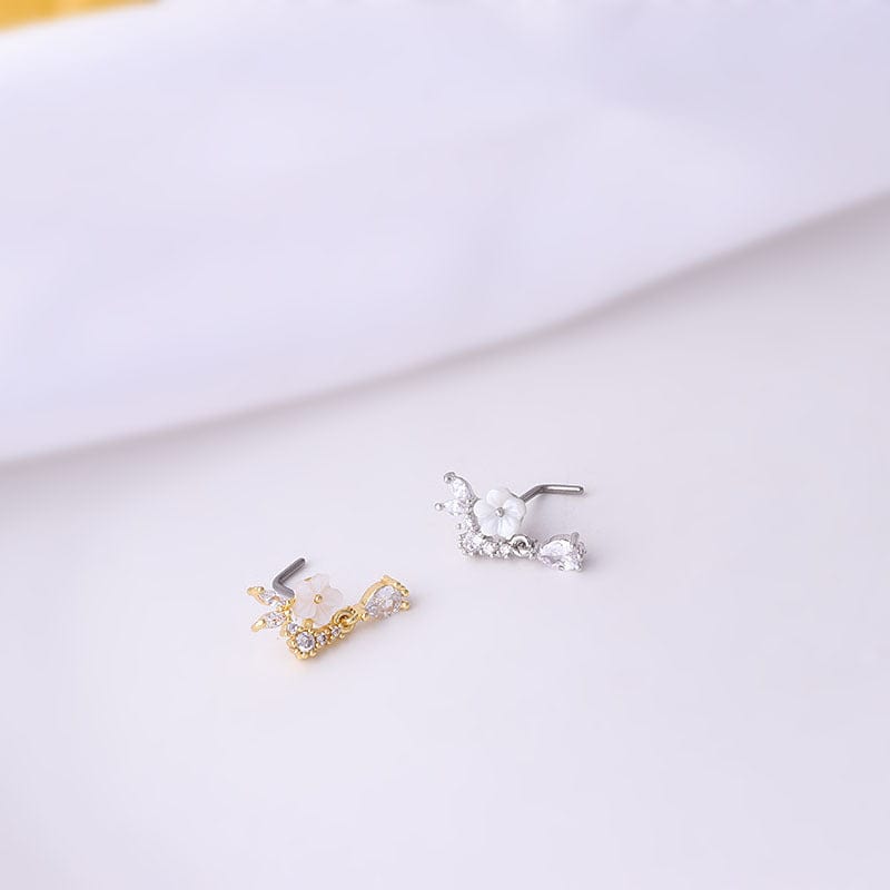 Chic CZ Inlaid Stainless Steel Nose Piercing Nose Stud - ArtGalleryZen