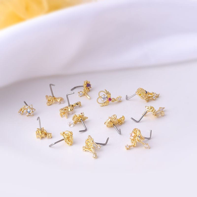 Chic CZ Inlaid Stainless Steel Nose Piercing Nose Stud - ArtGalleryZen