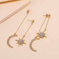 Thumbnail for Chic CZ Inlaid Star Moon Phase Dangle Earrings - ArtGalleryZen
