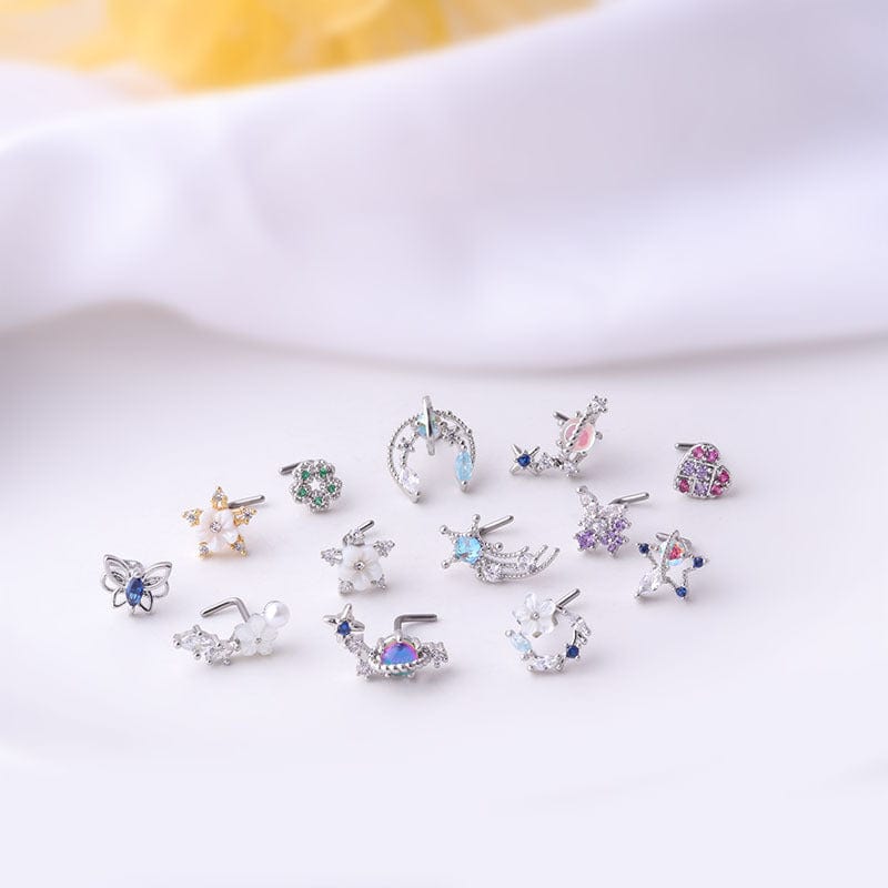 Chic CZ Inlaid Surgical Steel Nose Piercing Nose Stud - ArtGalleryZen