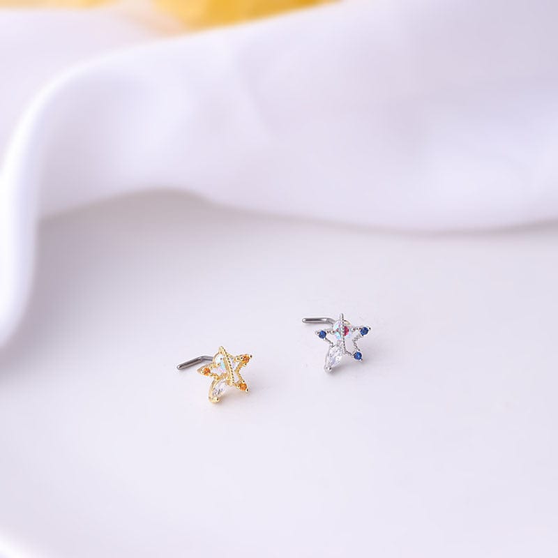 Chic CZ Inlaid Surgical Steel Nose Piercing Nose Stud - ArtGalleryZen