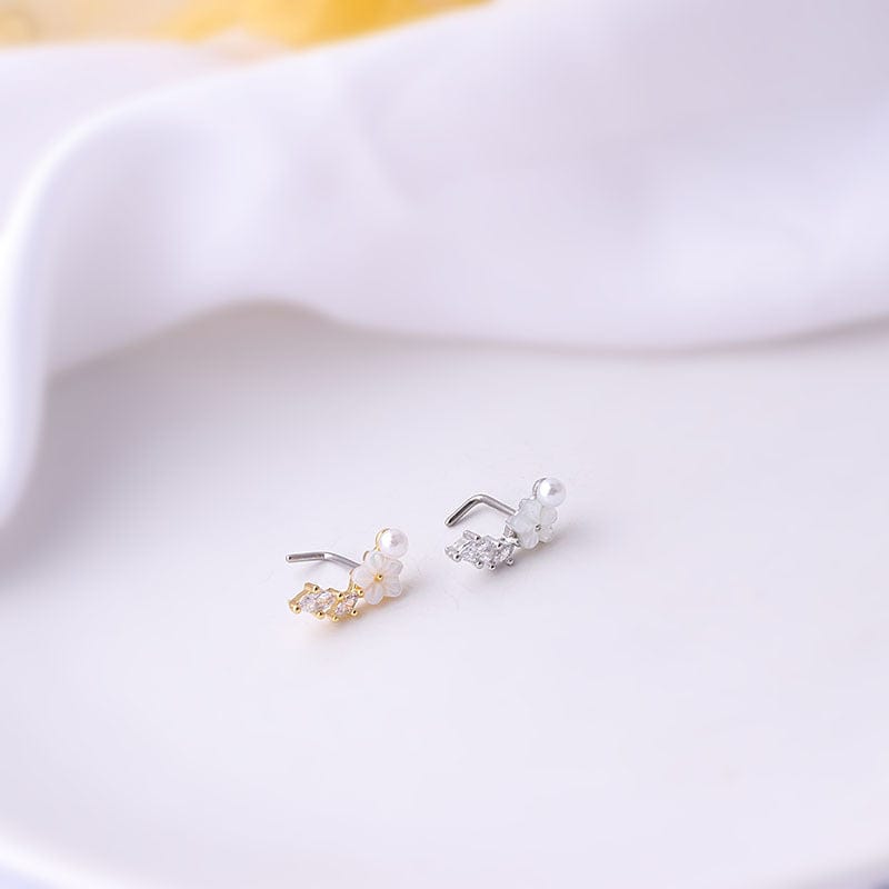 Chic CZ Inlaid Surgical Steel Nose Piercing Nose Stud - ArtGalleryZen