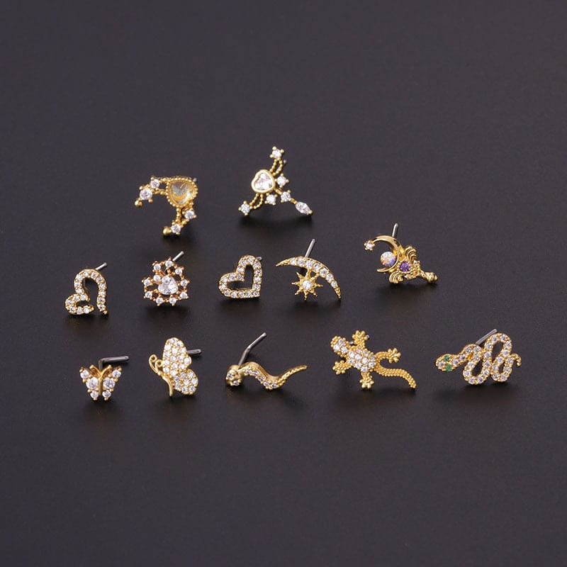 Chic CZ Inlaid Titanium Nose Piercing Nose Stud - ArtGalleryZen