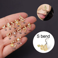 Thumbnail for Chic CZ Inlaid Titanium Nose Piercing Nose Stud - ArtGalleryZen