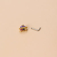 Thumbnail for Chic CZ Inlaid UFO Moon Star Floral Nose Piercing Nose Stud - ArtGalleryZen